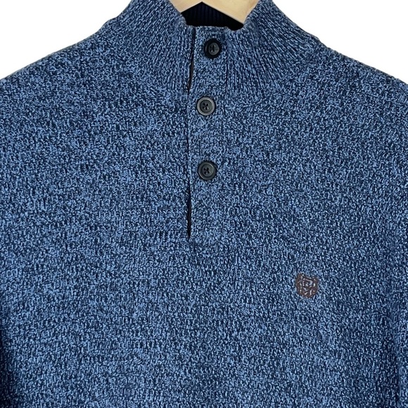 Chaps Men’s Blue 3 Button 100% Cotton Sweater Size Large - Picture 3 of 7